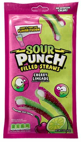 SOUR PUNCH FILLED STRAWS CHERRY LIMEADE 5OZ