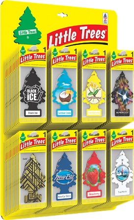 CAR AIR FRESHENER BOARD 96CT(12 EACH BLK ICE, STRAW, VANILLA, NEW CAR, CARIBBEAN, SUPERNOVA, GOLD, TRUE NORTH)