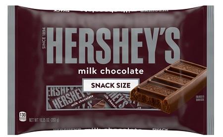 SNACK SIZE HERSHEY MILK -10.35OZ**AVAILABLE BY SPECIAL ORDER AND EMAIL ONLY, ALLOW 21 DAYS LEADTIME