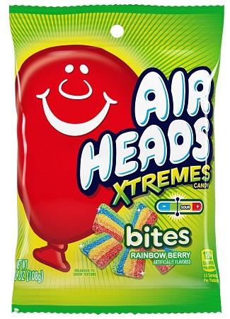 AIRHEADS EXTREMES BITES 3.8OZ PEG BAGRAINBOW BERRY