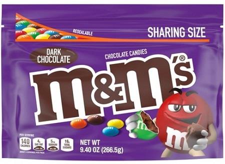 M&M DARK CHOC. 9.4OZ POUCH**AVAILABLE BY SPECIAL ORDER AND EMAIL ONLY, ALLOW 14 DAYS LEADTIME**
