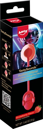 AMOS TASTYSOUNDS AUDIO LOLLIPOP - STRAWBERRY (SUGAR-FREE)