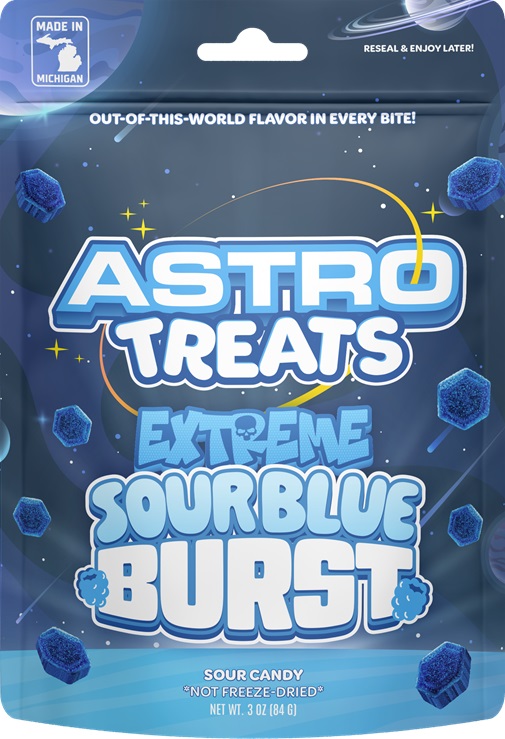 ASTRO TREATS GUMMY BURST - EXTREME SOUR BLUE BURST**$1.00 PER BAG CLOSEOUT SALE - 2/2027 DATE**
