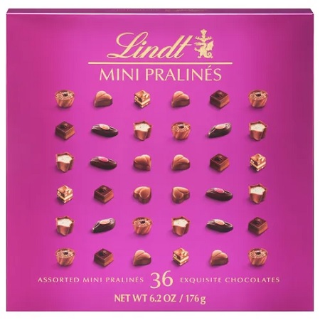LINDT MINI PRALINES MAGENTA BOX 6.2OZ           15% OFF PROMO**AVAILABLE BY SPECIAL ORDER AND EMAIL ONLY, ALLOW 14 DAYS LEADTIME**