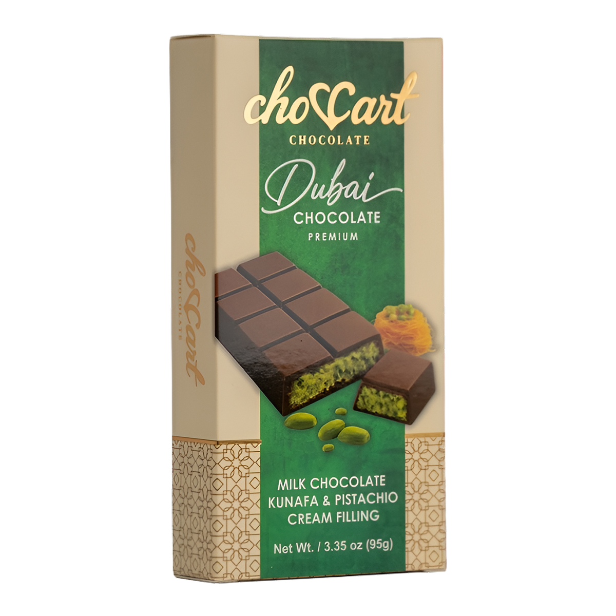 CHOCCART DUBAI CHOCOLATE BAR - MILK CHOCOLATE W/ PISTACHIO**95G (3.35OZ)**