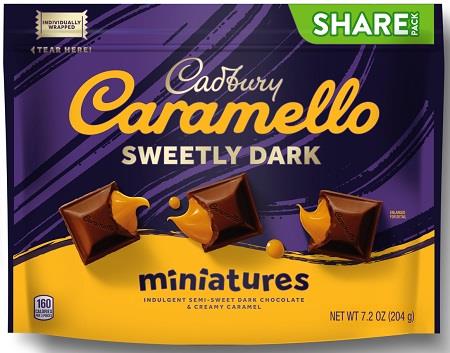 CARAMELLO SWEETLY DARK MINIS STAND UP BAG 7.2OZ**AVAILABLE 2/20/2026**