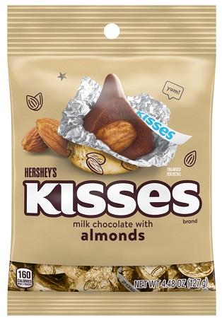 HERSHEY'S KISSES ALMOND 4.48OZ PEG BAG