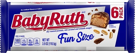 FUN SIZE BABY RUTH 6PK 3.9OZ**AVAILABLE BY SPECIAL ORDER ONLY, ALLOW 14 DAYS LEADTIME