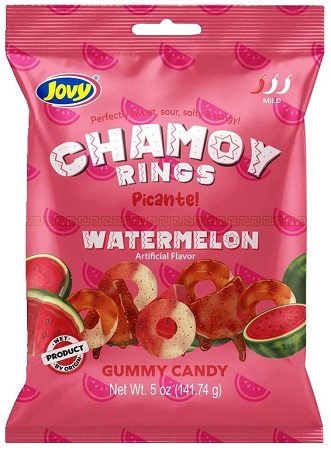 JOVY CHAMOY GUMMY WATERMELON RINGS PEG 5OZ