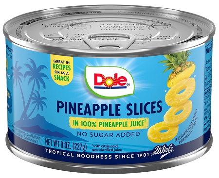 DOLE PINEAPPLE SLICES IN JUICE 8OZ