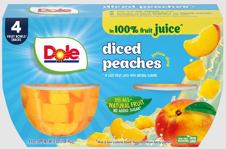 DOLE DICED PEACHES JUICE (4OZ)