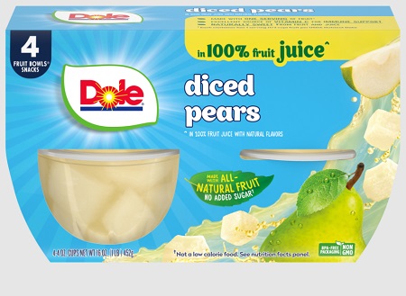 DOLE DICED PEARS JUICE (4OZ)