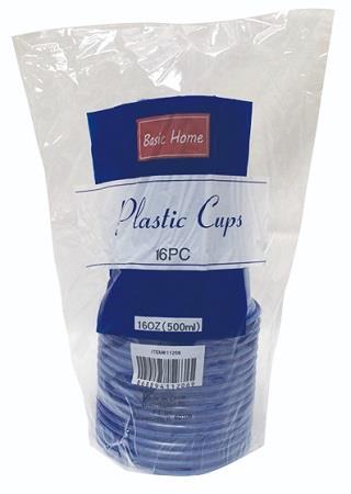 PLASTIC CUPS 16OZ BLUE 48/16CT(BASIC HOME)
