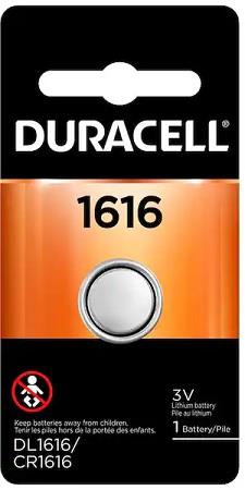 DURACELL LITHIUM COIN #1616 (1PK)  (MSRP $6.99)USED FOR- WATCHES, GARAGE DOOR, MEDICAL DEVICES.