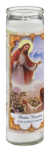 CANDLE RELIGIOUS 12CTLORD'S PRAYER WHITE (8.1OZ)