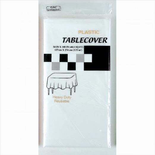 TABLECOVER PLASTIC WHITE 54X108
