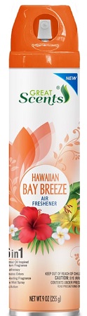 AIR FRESHENER GREAT SCENTS 9OZHAWAIIAN BAY BREEZE