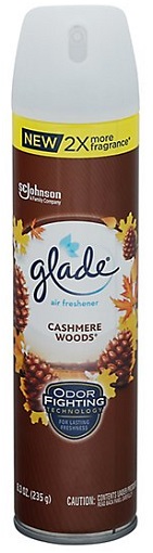 GLADE SPRAY CAASHMERE WOODS 8OZ(NEW 2X MORE FRAGRANCE)