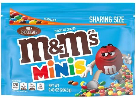 M&M MILK CHOC. MINIS 9.4OZ POUCH