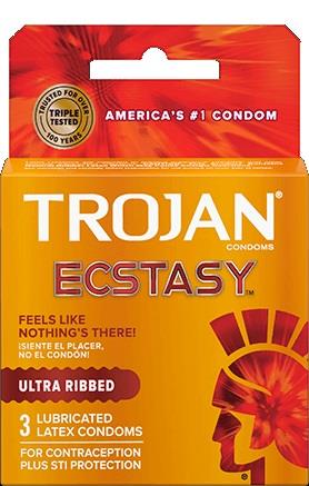 TROJAN ECSTASY RIBBED 3PK