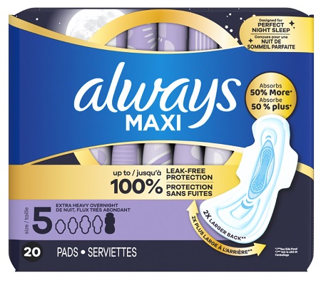 ALWAYS MAXI OVERNIGHT #5 (20CT)**AVAILABLE BY SPECIAL ORDER ONLY, ALLOW 21 DAYS LEADTIME