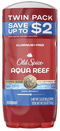 OLD SPICE TWIN PACK AQUA REEF W/ CYPRESS 3OZ - ALUMINUM FREE**AVAILABLE BY SPECIAL ORDER AND EMAIL ONLY, ALLOW 21 DAYS LEADTIME
