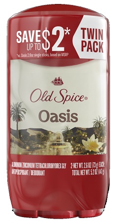 OLD SPICE TWIN PACK OASIS (2.6OZ)**AVAILABLE BY SPECIAL ORDER AND EMAIL ONLY, ALLOW 14 DAYS LEADTIME