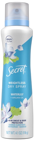SECRET SPRAY WATERLILY 4.1OZ**AVAILABLE BY SPECIAL ORDER AND EMAIL ONLY, ALLOW 21 DAYS LEADTIME