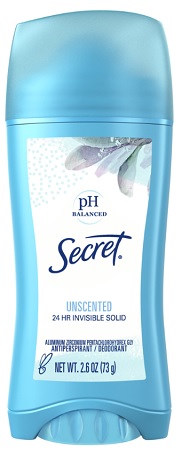 SECRET INVISIBLE SOLID UNSCENTED 2.6OZ**AVAILABLE BY SPECIAL ORDER AND EMAIL ONLY, ALLOW 21 DAYS LEADTIME