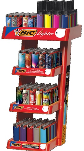 BIC LIGHTER 4 TIER1BX FASHION MINI, 1BX MAXI, 1BX EZ 40CT, 1BX FAVORITES, 1BX GEOMETRICS.