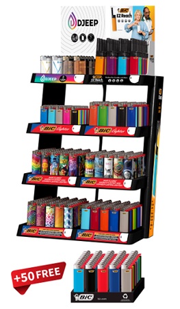 BIC LIGHTER 8 TIER 414CT - LIMITED2BX REG, 3BX LIMITED, 1BX MINIS, 1BX EZ REACH, 1BX DJEEP + 1BX REG.