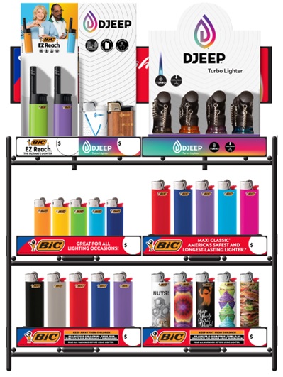 BIC LIGHTER 6 TIER WIRE 232CT - LIMITED1BX MINI, 2BX REG, 1BX EZ 20CT, 1BX LMT FAV, 1BX DJEEP BOLD, 1BX DJEEP TURBO