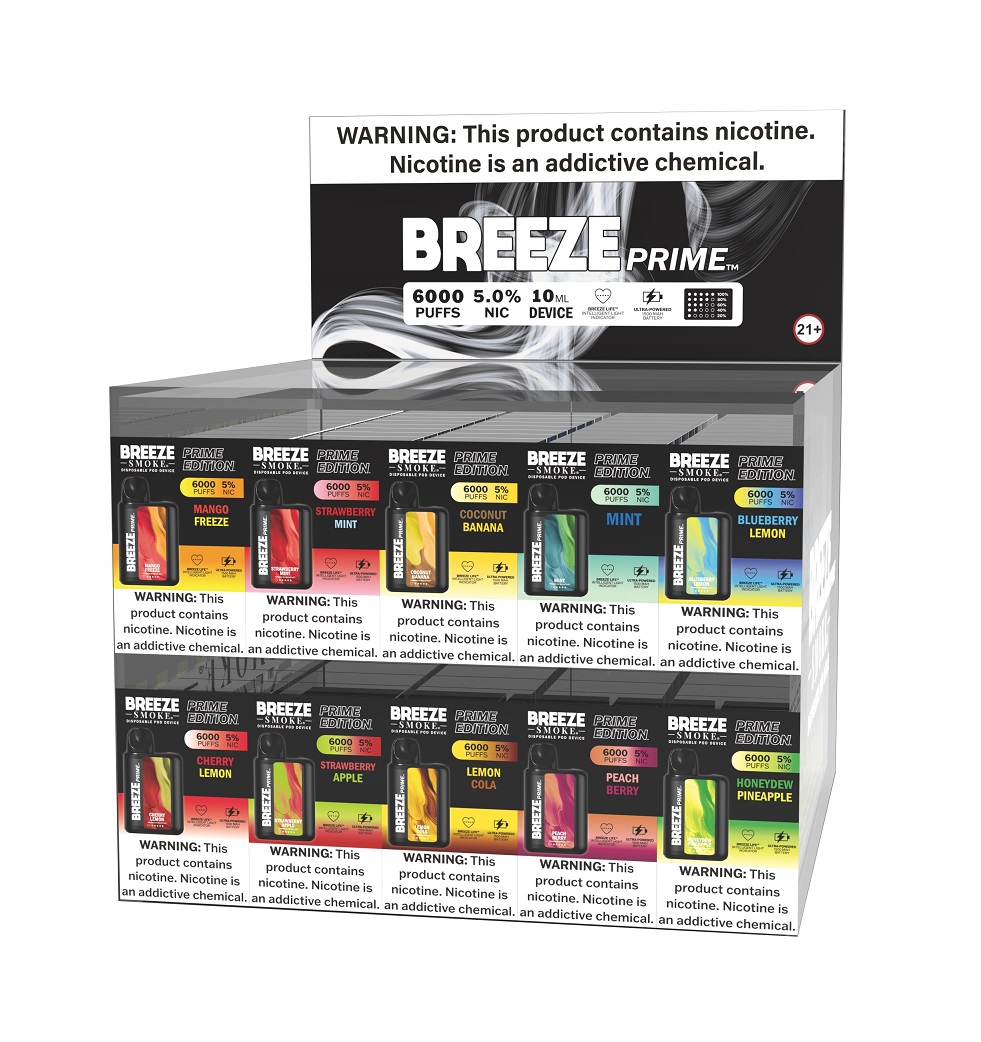 BREEZE PRIME - PREFILLED DISPLAY 100CT**10 SKU'S / 10 UNITS EACH = 100 UNITS TOTAL -- 1 DISPLAY LIMIT PER ACCOUNT**