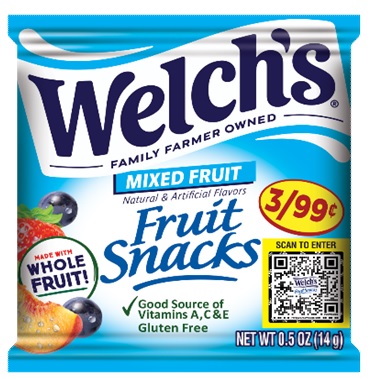 WELCH'S FRUIT SNACKS 3/.99 MIXED FRUIT (.5OZ)