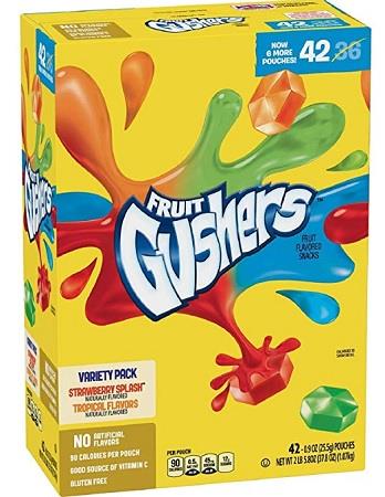 GUSHERS STRAW/TROPICAL FRUIT SNACKS .9OZ