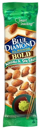 BLUE DIAMOND ALMONDS WASABI & SOY TUBE 1.5OZ (12CT)