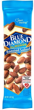 BLUE DIAMOND ALMONDS ROASTED SALTED TUBE 1.5OZ (12CT)