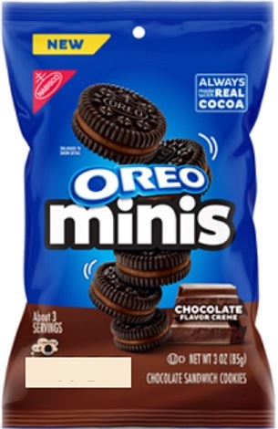NABISCO BIG BAG OREO MINI CHOCOLATE CREME 3OZ**MANUFACTURER GUARANTEED SHELF LIFE IS 45 DAYS**