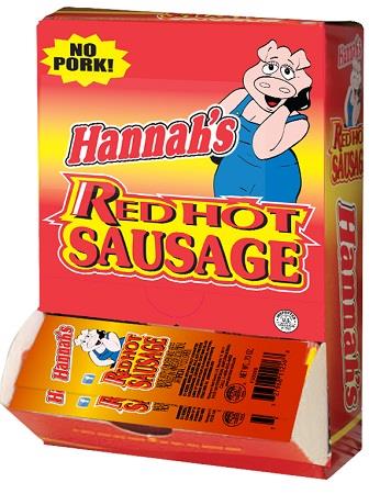 HANNAH'S RED HOT SAUSAGE  .7OZ  (OLD 2/$1.00)(NO PORK--CONTAINS BEEF & CHICKEN)