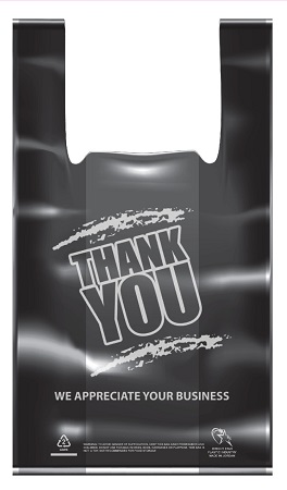 T-SHIRT CARRY-OUT BAGS *BLACK* (SHOPPING BAGS HEAVY DUTY)11.5 X 6.5 X 22--15 MICRON