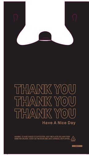 SHOPPING BAG (THANK YOU) 600CTBLACK GOLD 1/6 (HEAVY DUTY)