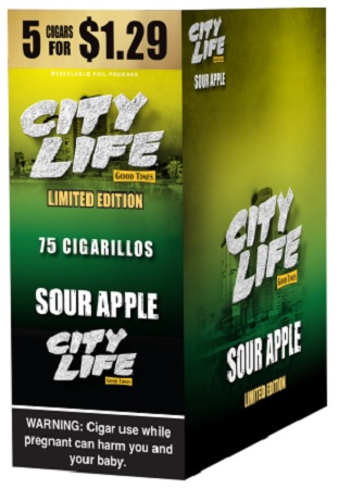 CITY LIFE CIG 5/1.29 SOUR APPLE**LIMITED EDITION AVAILABLE WHILE INVENTORY LASTS**