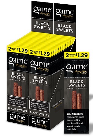 GAME CIGARILLOS $1.29 BLACK SWEETS 2PK