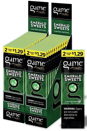 GAME CIGARILLOS $1.29 EMERALD SWEETS 2PK**LIMITED EDITION AVAILABLE WHILE INVENTORY LASTS**