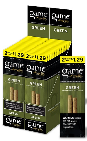 GAME CIGARILLOS $1.29 GREEN 2PK