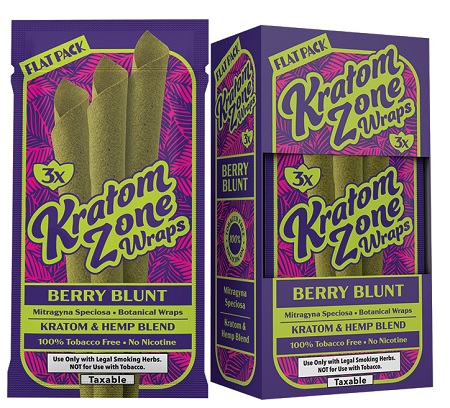 KRATOM ZONE WRAPS 3PK BERRY BLUNT**CONTAINS NO TOBACCO OR NICOTINE**
