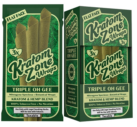 KRATOM ZONE WRAPS 3PK TRIPLE OH GEE**CONTAINS NO TOBACCO OR NICOTINE**