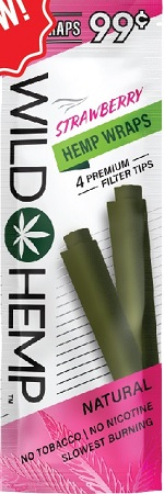 WILD HEMP 4/.99 WRAPS STRAWBERRY(NO TOBACCO/NO NICOTINE)
