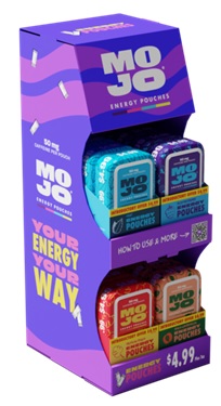 MOJO ENERGY POUCH $4.99 DISPLAY - NO TOBACCO OR NICOTINE(1BX EACH-MINT, BLUE, PEACH, TROP)
