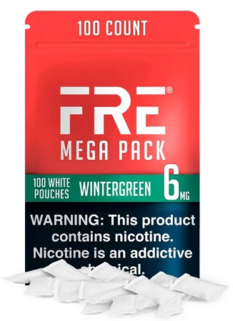 FRE NICOTINE POUCHES MEGA 6MG WINTERGREEN (100CT)*$15.00 OFF PER BOX*